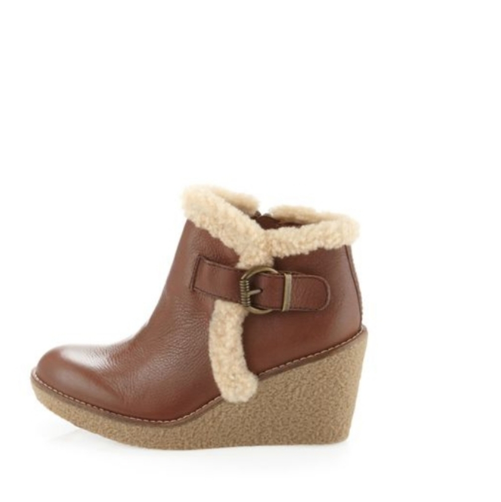 Sam Edelman Brown Leather Wedge bootie